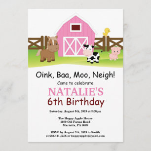 Invitation Partie de basse-cour d'invitation d'anniversaire