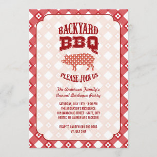 Invitation Partie de BBQ de barbecue de jardin de rôti de