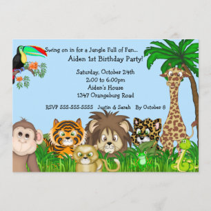 Invitation Partie de Birthay d'amusement de safari de jungle
