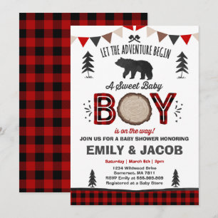 Invitation Partie de bûcheron d'invitation de baby shower de
