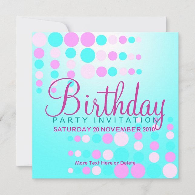Invitation Partie de bulles/invitation douces d'anniversaire (Devant)