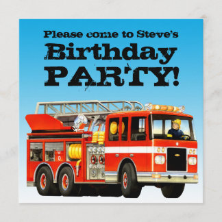 Invitation Partie de camion de pompiers de l'anniversaire du