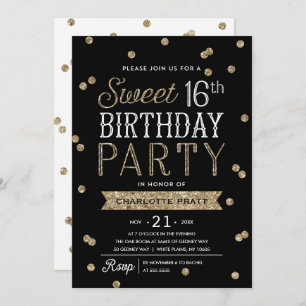 Invitation Partie de confettis de parties scintillantes d'or