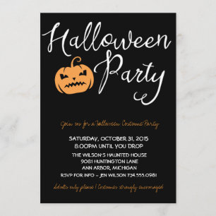 Invitation Partie de costume de Halloween, enfants ou partie