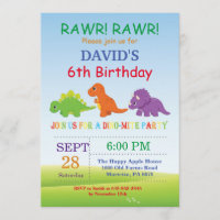 Partie de Dino d'invitation d'anniversaire de