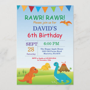 Invitation Partie de Dino d'invitation d'anniversaire de
