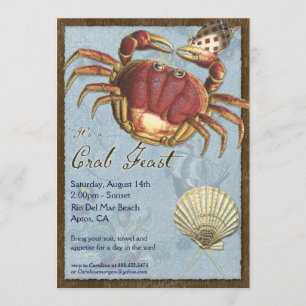 Invitation Partie de festin de crabe - plage au rivage