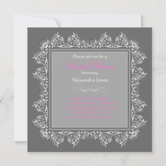 Invitation Partie de Fête de la mariée en filigrane de (Devant)