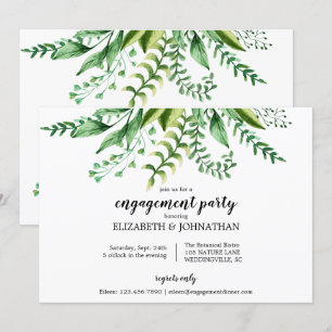 Invitation Partie de fiançailles botanique verte élégante de