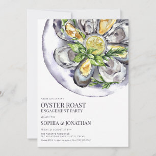 Invitation Partie de fiançailles de l'huître aquarelle
