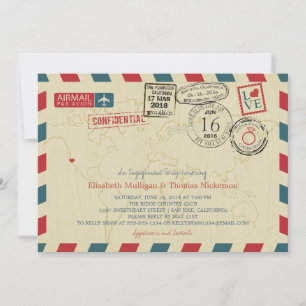 Invitation Partie de fiançailles de par avion de voyageur du