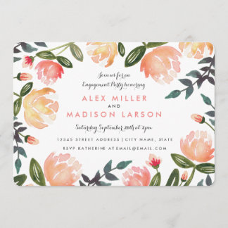 Invitation Partie de fiançailles de pivoines de pêche