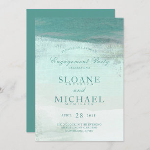 Invitation Partie de fiançailles de plage d'aquarelle d'Ombre