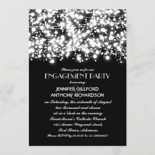 Invitation partie de fiançailles des lumières à cordes noires