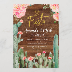 Invitation Partie de fiançailles mexicaine rustique de fiesta