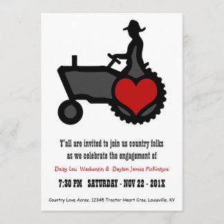 Invitation Partie de fiançailles mignonne de tracteur d'amour