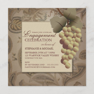 Invitation Partie de fiançailles orientée de vin de raisins