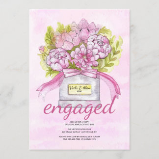 Invitation Partie de fiançailles rose de bouquet