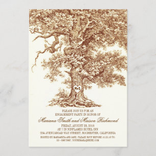 Invitation PARTIE de FIANÇAILLES rustique de vieux chêne