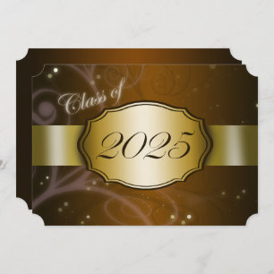 Invitation Partie de graduation Brown et Gold 2025