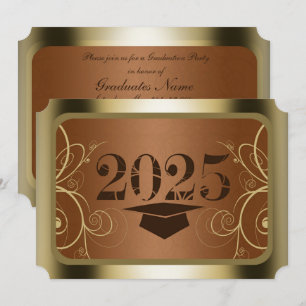 Invitation Partie de graduation Brown et Gold Frame
