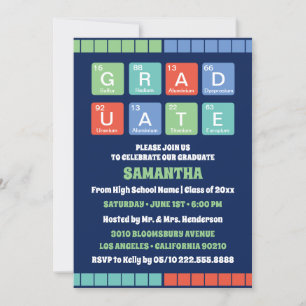 Invitation Partie de graduation des éléments de tableau pério