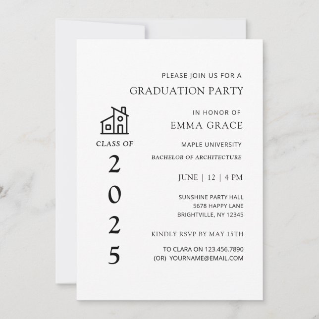 Invitation Partie de graduation en architecture architecte mi (Devant)