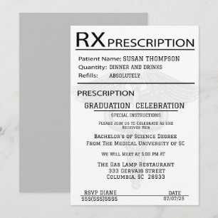 Invitation Partie de graduation Médicale du carnet d'ordonnan