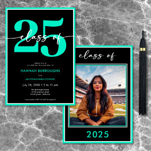 Invitation Partie de graduation minimale Aqua moderne