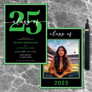 Invitation Partie de graduation minimale verte moderne