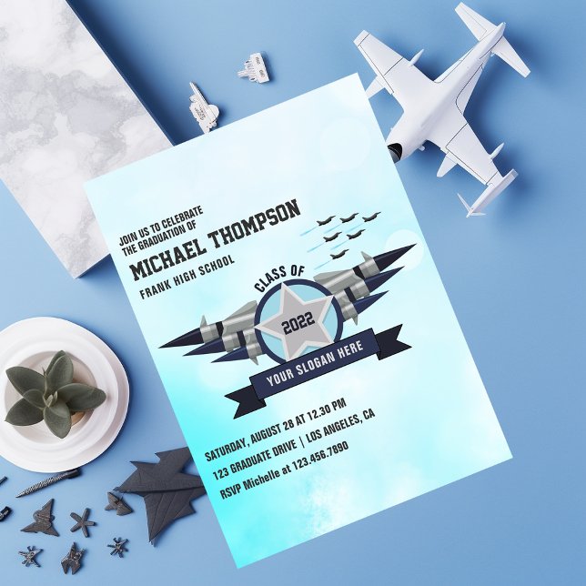 Invitation Partie de graduation sur le thème de l'aviation (Airforce Graduation Party Invitation)
