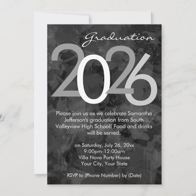 Invitation Partie de graduation typographique 2025 (Devant)
