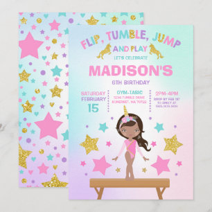 Invitation Partie de gymnastique de licorne d'invitation de