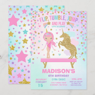 Invitation Partie de gymnastique de licorne d'invitation de