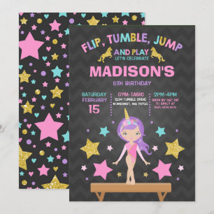 Invitation Partie de gymnastique de licorne d'invitation de