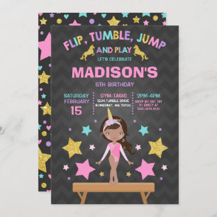 Invitation Partie de gymnastique de licorne d'invitation de
