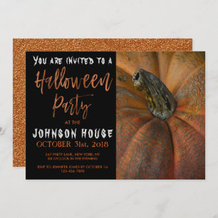 Invitation Partie de Halloween avec la typographie orange