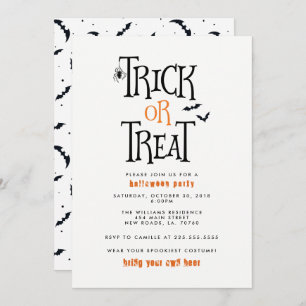 Invitation Partie de Halloween de des bonbons ou un sort
