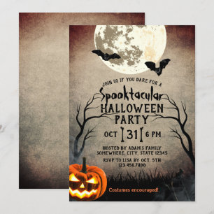 Invitation Partie de Halloween hantée par citrouille