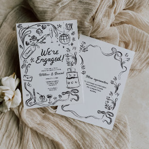 Invitation Partie de l'engagement du Mariage lunatique tirée 