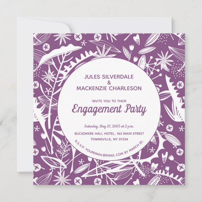 Invitation Partie de l'engagement pour le feuillage pourpre b (Devant)