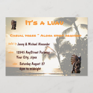 Invitation Partie de Luau de coucher du soleil
