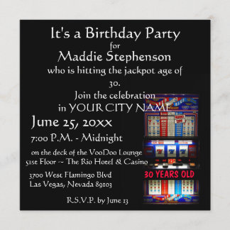 Invitation Partie de machine à sous de Las Vegas de vivats
