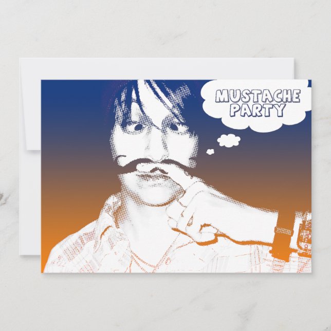 Invitation partie de moustache : staches comiques (Devant)