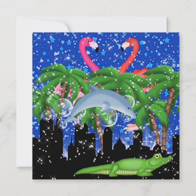 Invitation Partie de paradis dans les lumières lumineuses de (Devant)