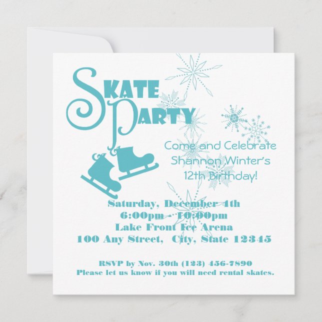 Invitation Partie de patinage sur glace (Devant)