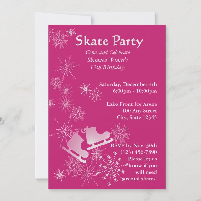 Invitation Partie de patinage sur glace (Devant)