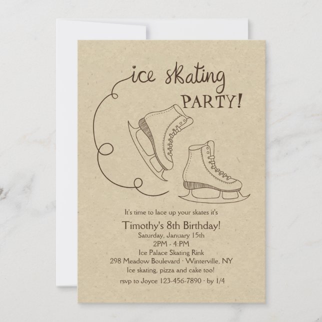 Invitation Partie de patinage sur glace (Devant)