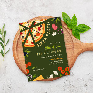 Invitation Partie de Pizza Anniversaire de enfant amusante
