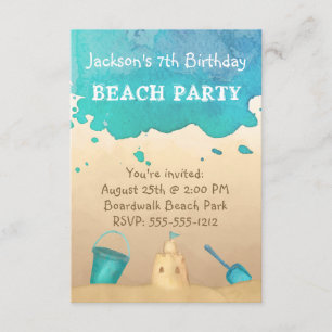 Invitation Partie de plage, anniversaire fait sur commande ou